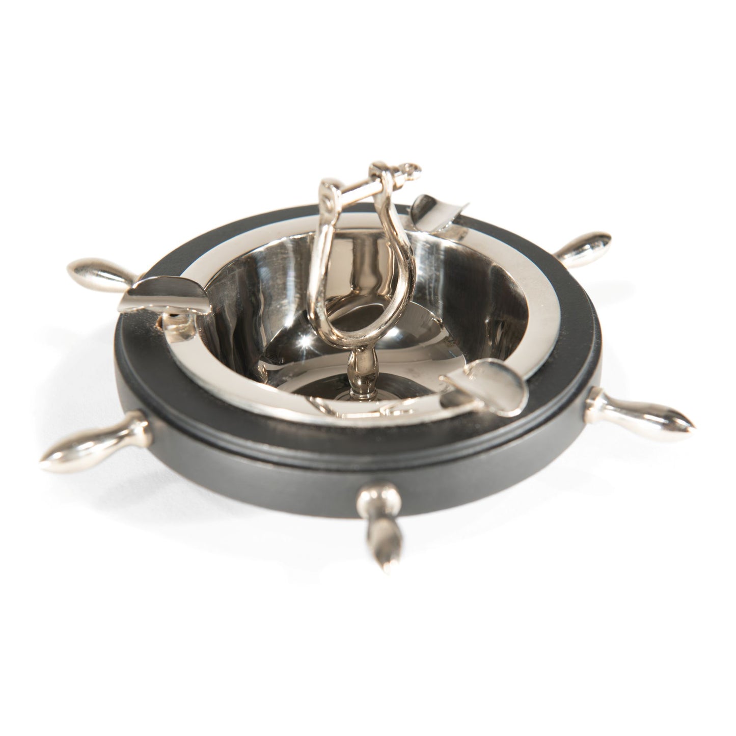 Antique Brass and Wooden Steering Wheel Ashtray | Wooden Ashtray (DH10006)