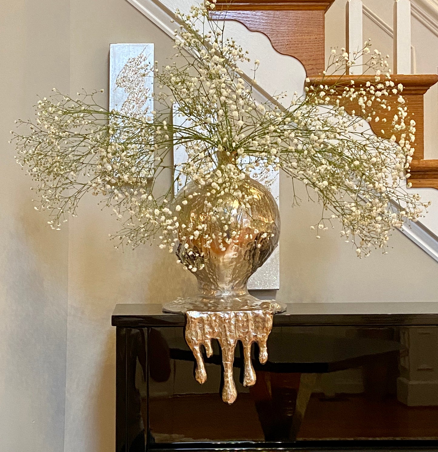 Decorative Round Molten Aluminum Flower Vase | Metal Flower Vase (DH4021)