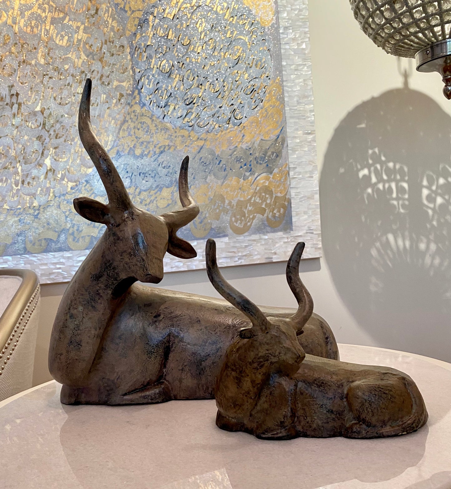 Decorative Aluminum Resting Deer Sculpture | Home Accents (DH4007A)