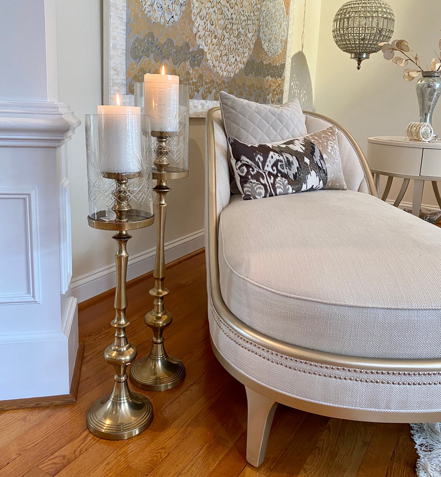 Pillar Glass and Aluminum Modern Candle Holder | Decorative Candlestick (DH3051)