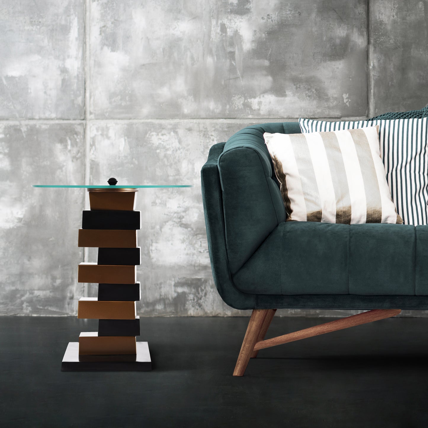 Antique Aluminum and Steel Round Side Table for Living Room | Coffee Table (DH8017)