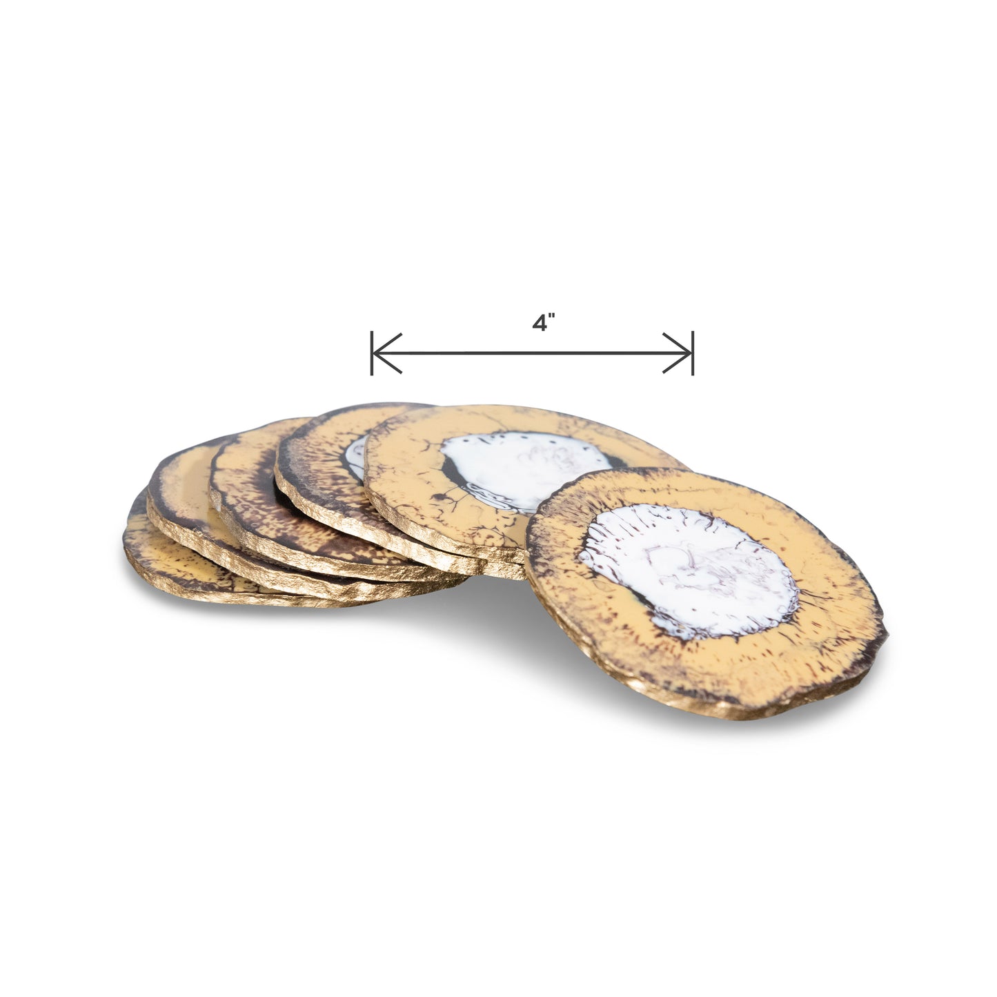 Decorative Round Resin Ivory Coaster | White Drink Coasters Set Of 6 Pcs. (DH9002)
