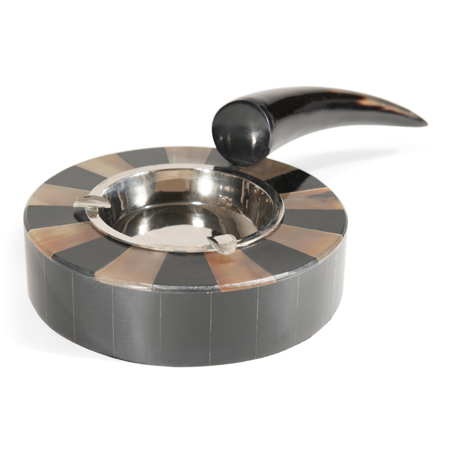 Round Stainless Steel Horn with Resin Ashtray for Cigarettes (DH10005)