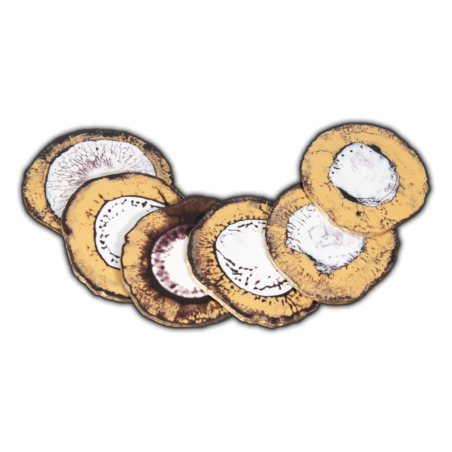 Decorative Round Resin Ivory Coaster | White Drink Coasters Set Of 6 Pcs. (DH9002)