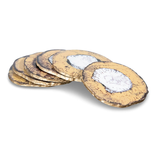 Decorative Round Resin Ivory Coaster | White Drink Coasters Set Of 6 Pcs. (DH9002)