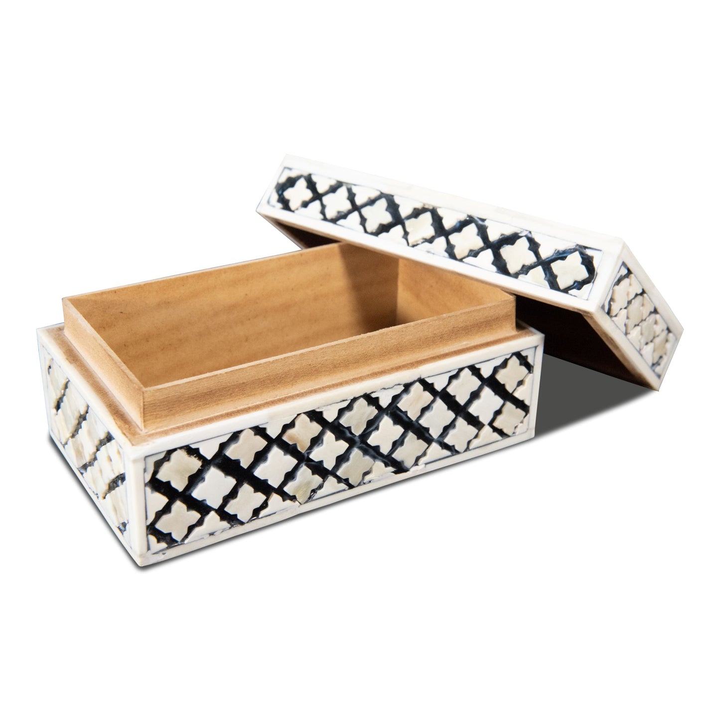 Antique Trellis Inlay Decorative Bone Box | Decorative Storage Box (DH4034)