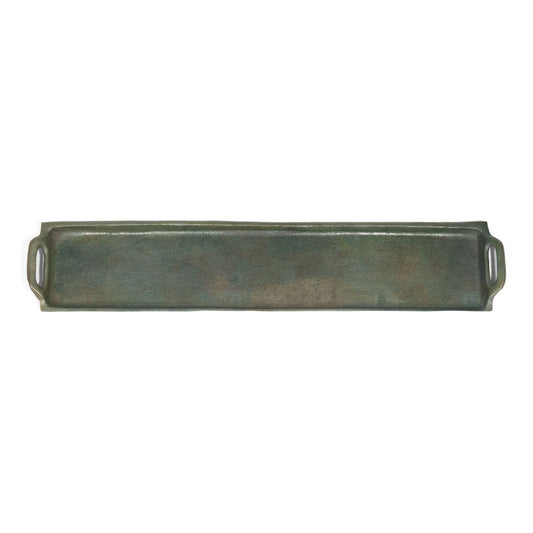Antique Raw Aluminum Rectangular Serving Tray with Handles (DH6005)