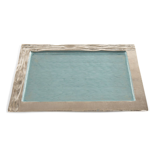Decorative Large Aluminum Serving Tray Blue for Coffee Table (DH6000)