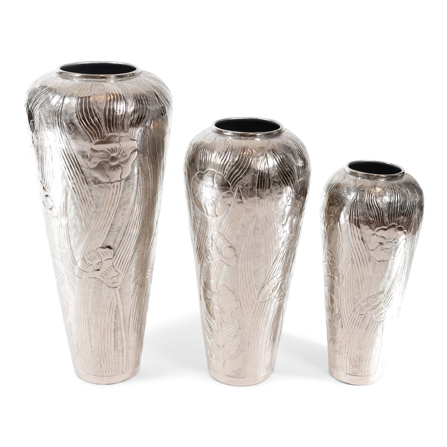 Modern Aluminum Flower Vase Embossed Leaf Flower Design (DH3036)