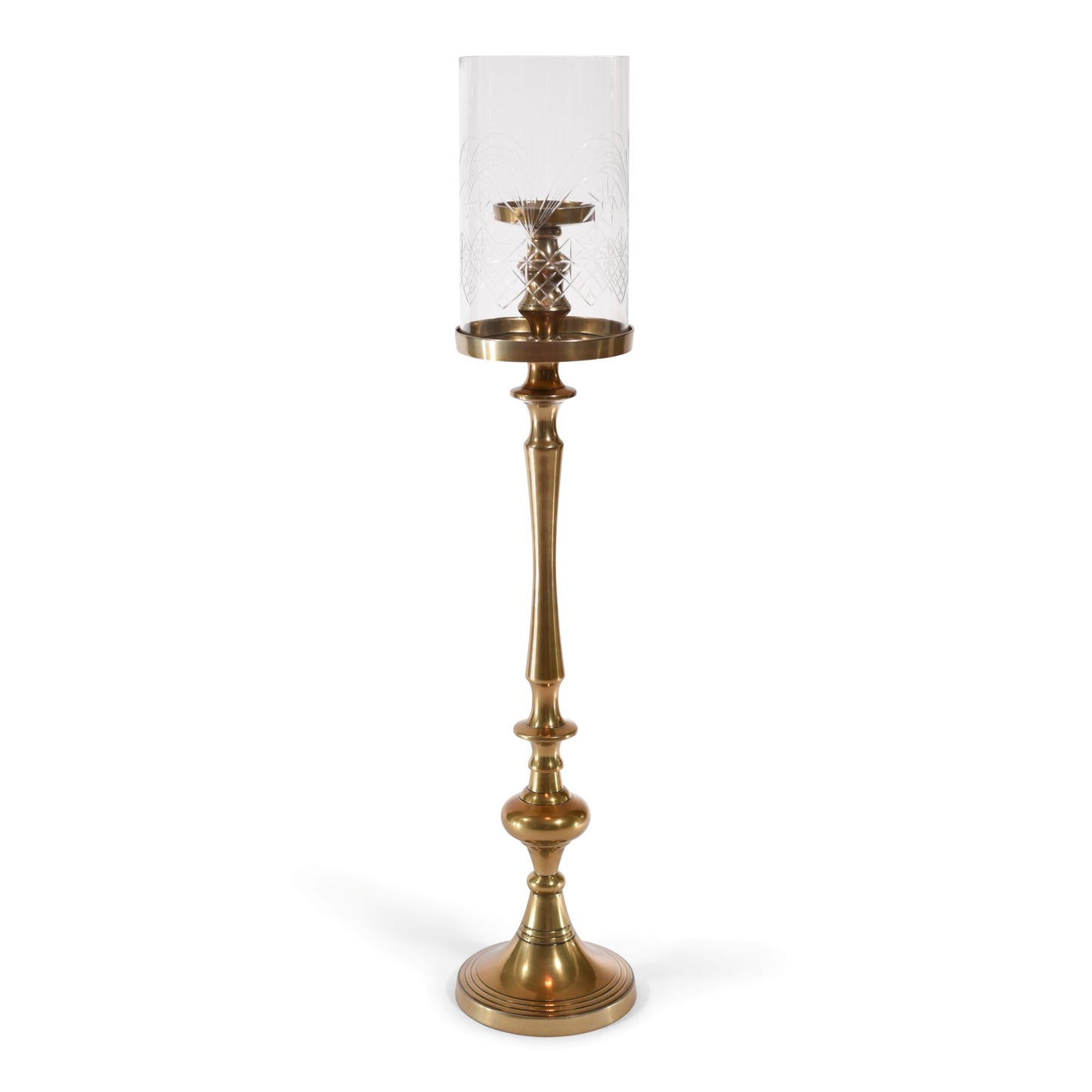 Pillar Glass and Aluminum Modern Candle Holder | Decorative Candlestick (DH3051)