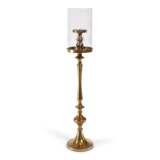 Pillar Glass and Aluminum Modern Candle Holder | Decorative Candlestick (DH3051)