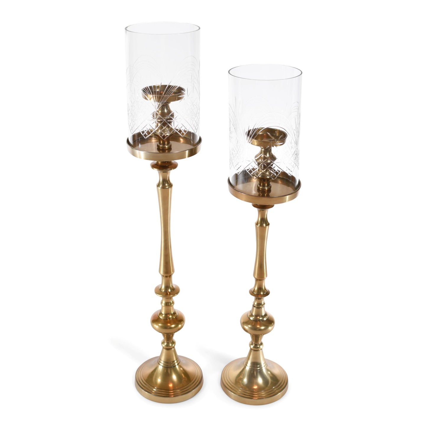 Decorative Aluminum and Glass Pillar Candle Holder | Home Decor (DH3052)