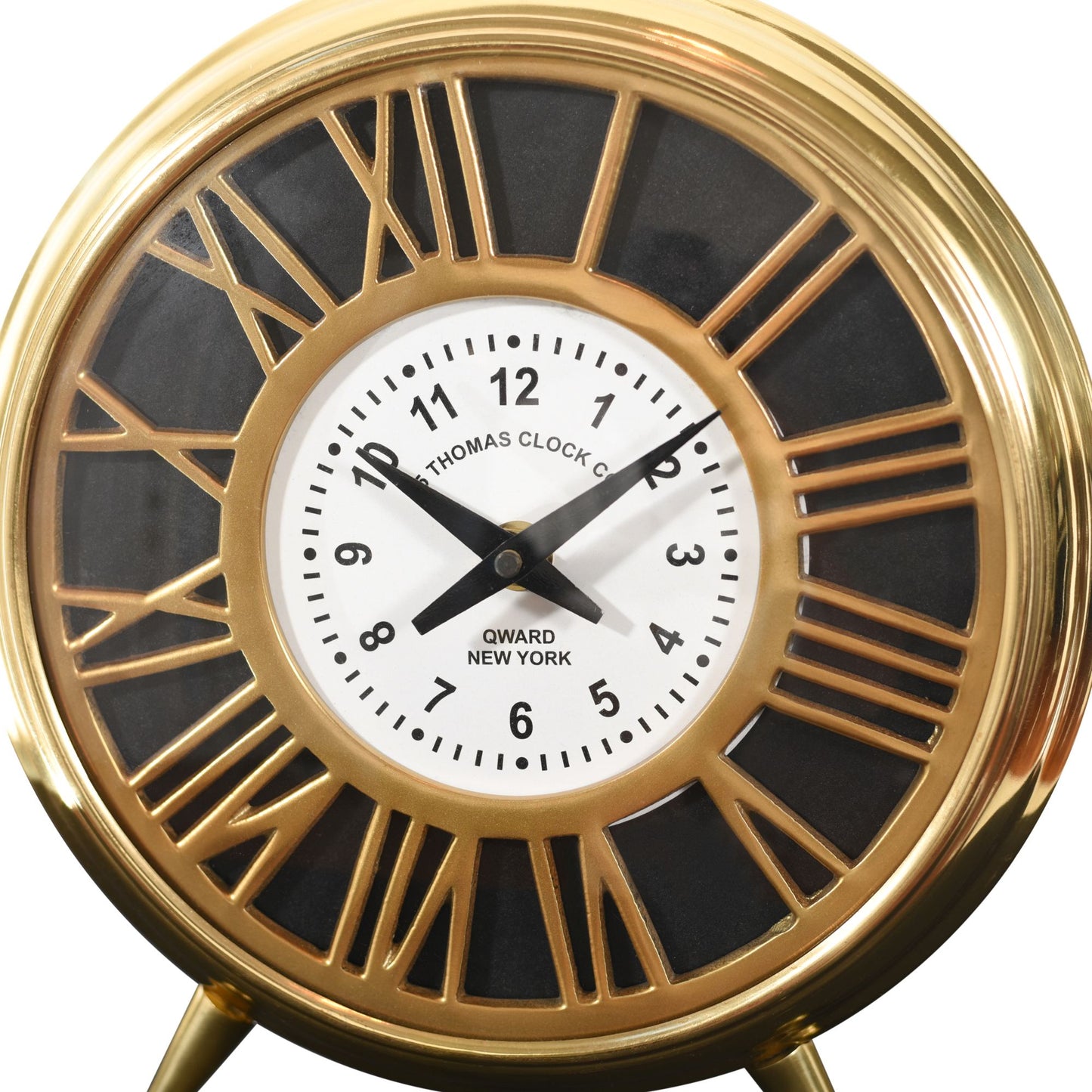 Vintage Brass and Steel Table Clock For Living Room Decor (DH10009)