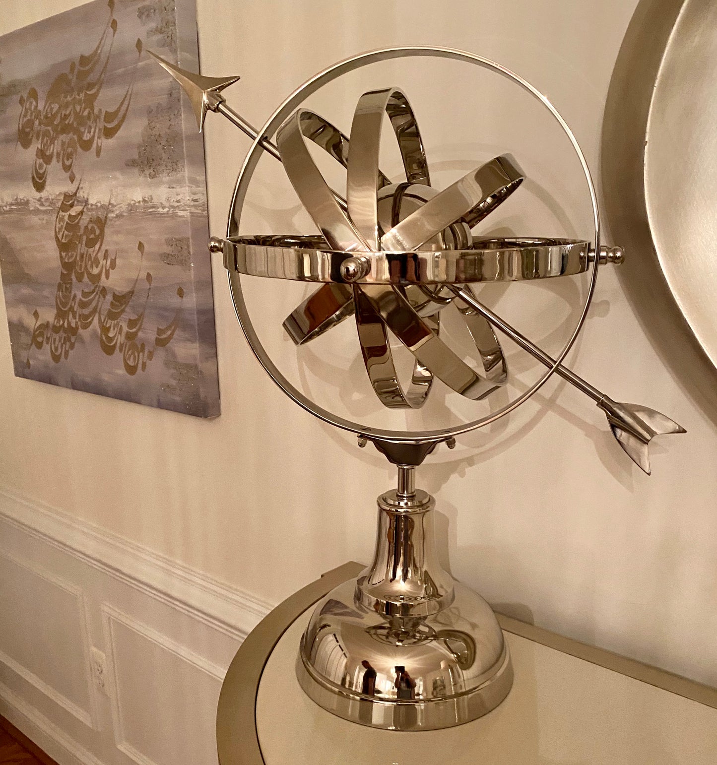 Aluminum Decorative Armillary Accent | Home Decor Sculpture (DH4032)