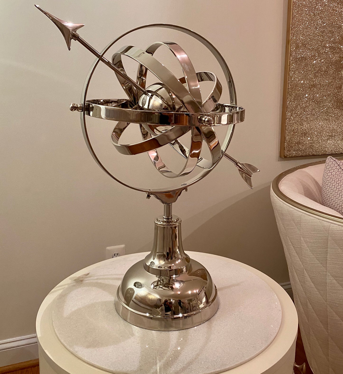 Aluminum Decorative Armillary Accent | Home Decor Sculpture (DH4032)