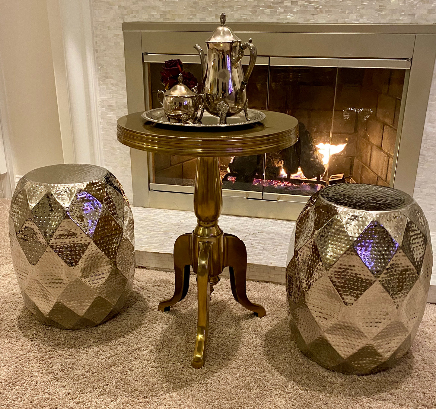 Round Aluminum Drum Accent Stool/Table | Drum Stool (DH8045)