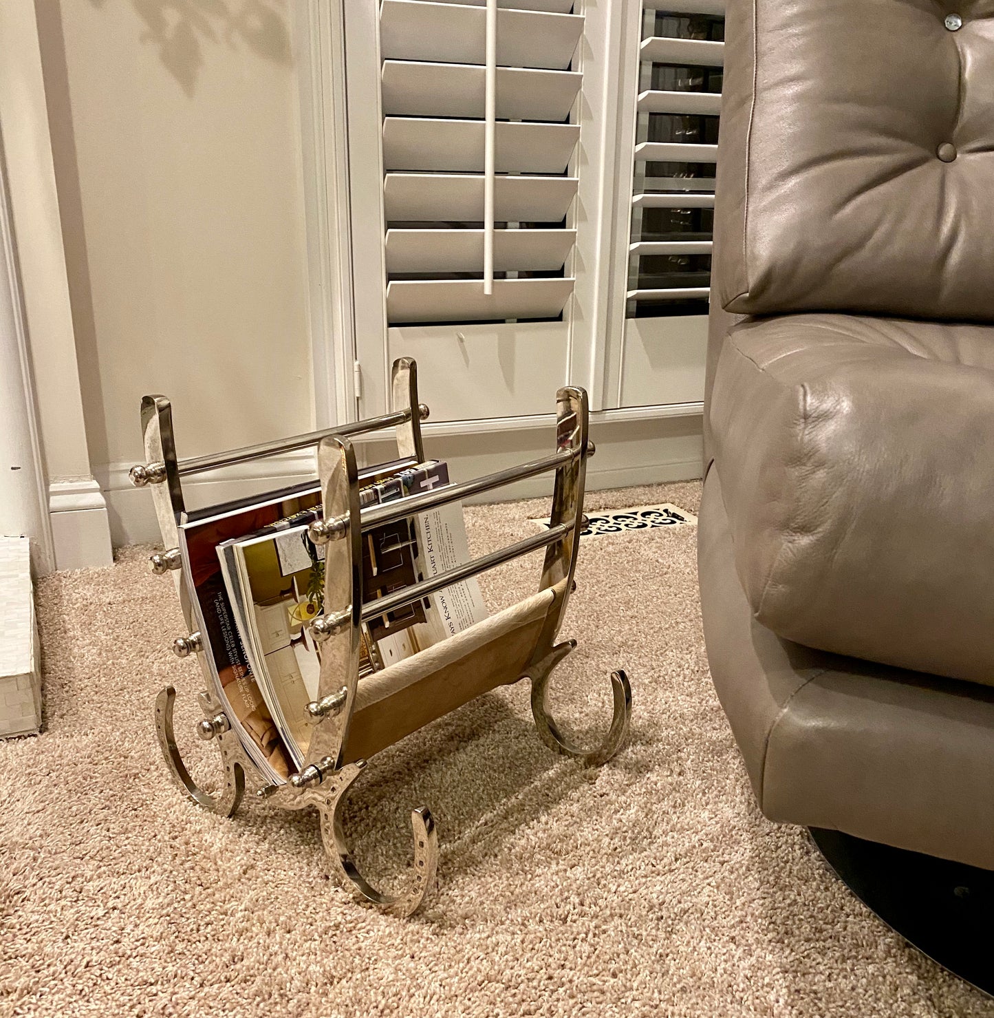 Aluminum and Steel With Hair Leather Magazine Holder | Magazine Rack (DH8026)