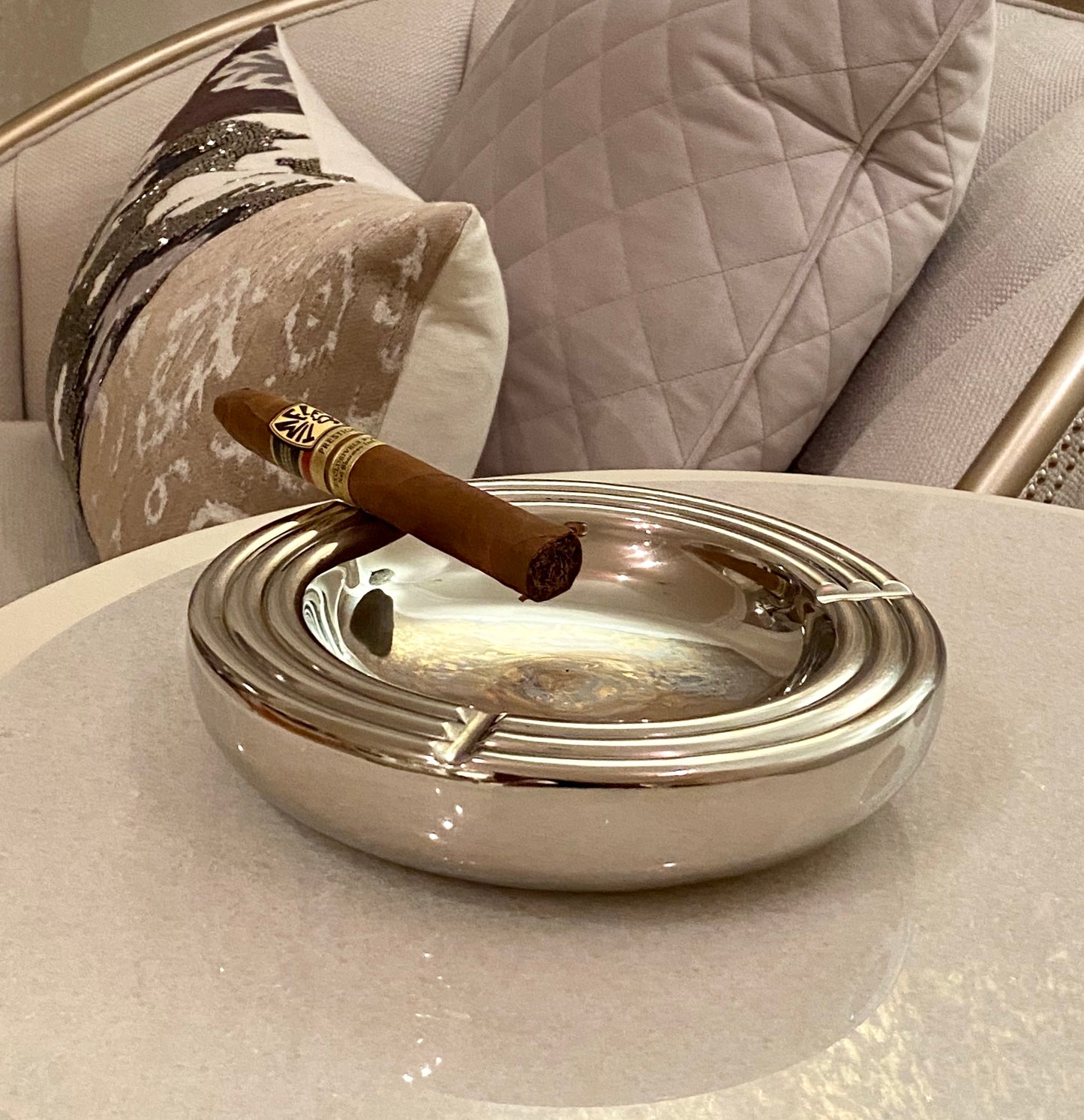 Modern Silver Round Aluminum Ashtray | Metal Ashtray (DH10007)