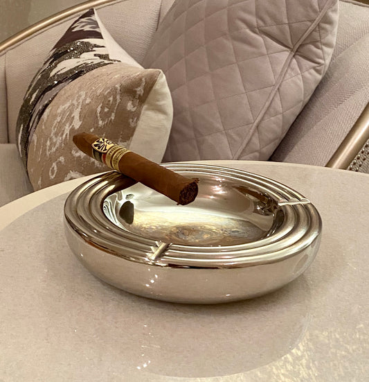 Modern Silver Round Aluminum Ashtray | Metal Ashtray (DH10007)