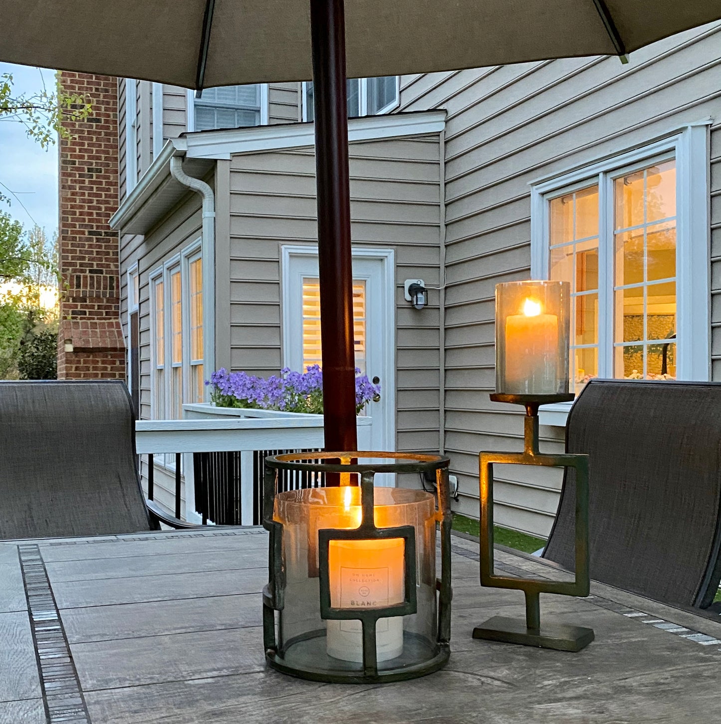 Vintage Raw Aluminum and Glass Hurricane | Candle Holder (DH3040)