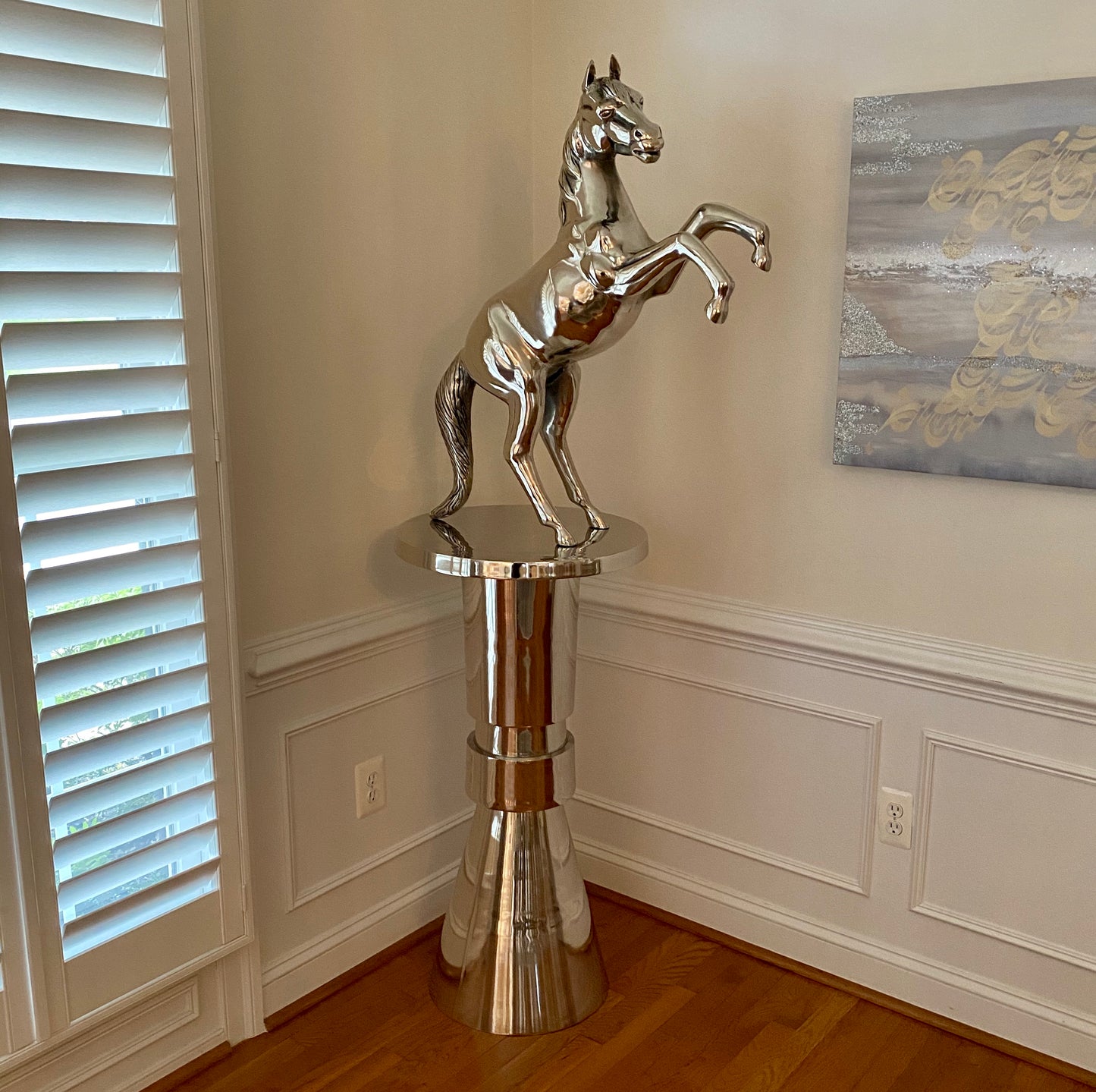 Aluminum Rearing Horse Art Figurine Decorative Sculpture | Home Decor Accent (DH4031)