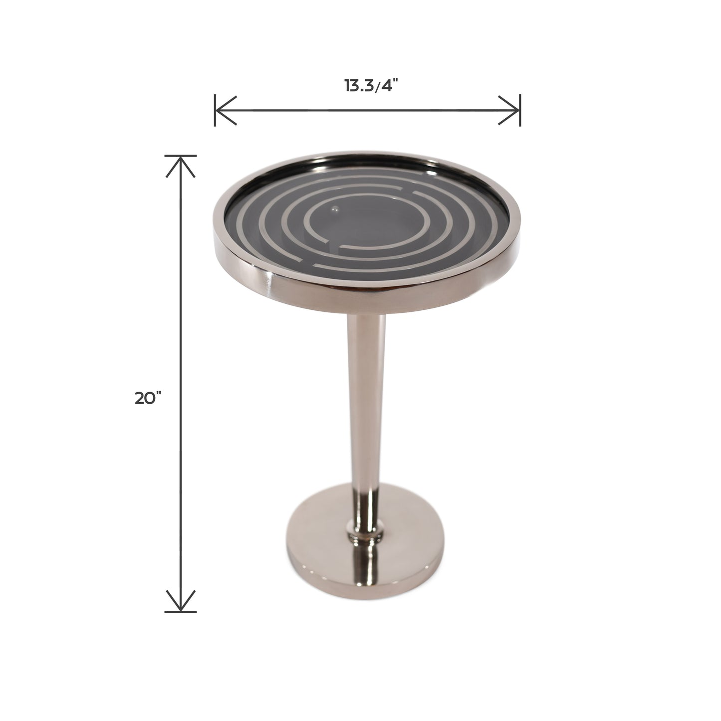 Antique Round Aluminum Side Table With Maze Puzzle Game | End Table (DH8016)