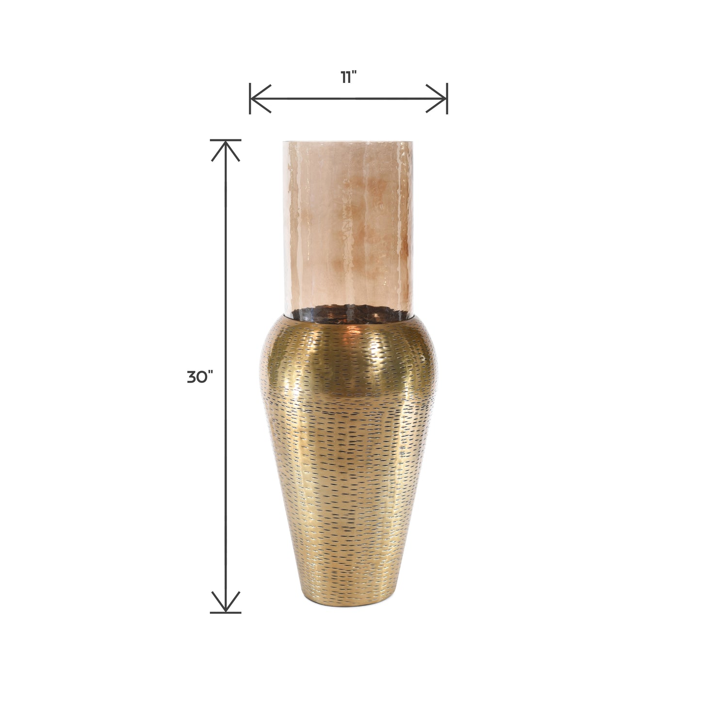 Decorative Centerpiece Gold Aluminum Tapper and Glass Flower Vase (DH3041)