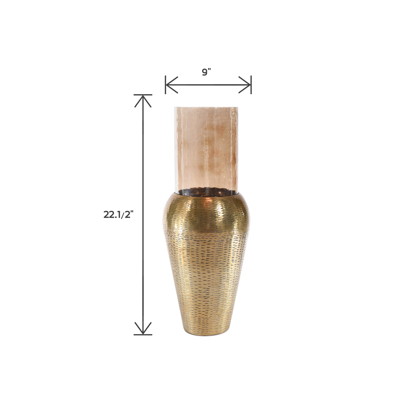 Modern Gold Aluminum Tapper and Glass Flower Vases for Home Decoration (DH3043)
