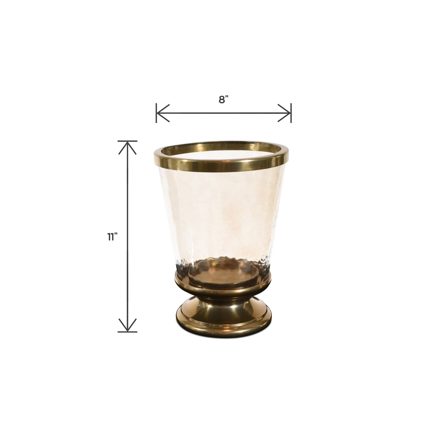 Aluminum Ring Hurricane Candle Holder Gold with Pillar Glass (DH3045)