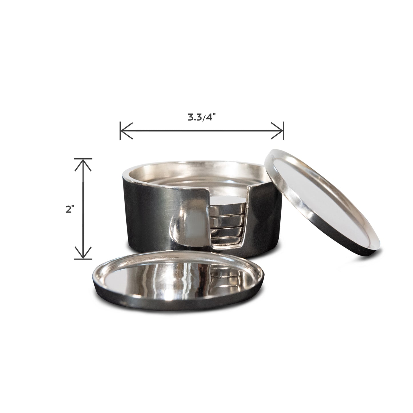 Modern Round Aluminum Coasters Set of 6 With Holder | Metal Coaster (DH9000)