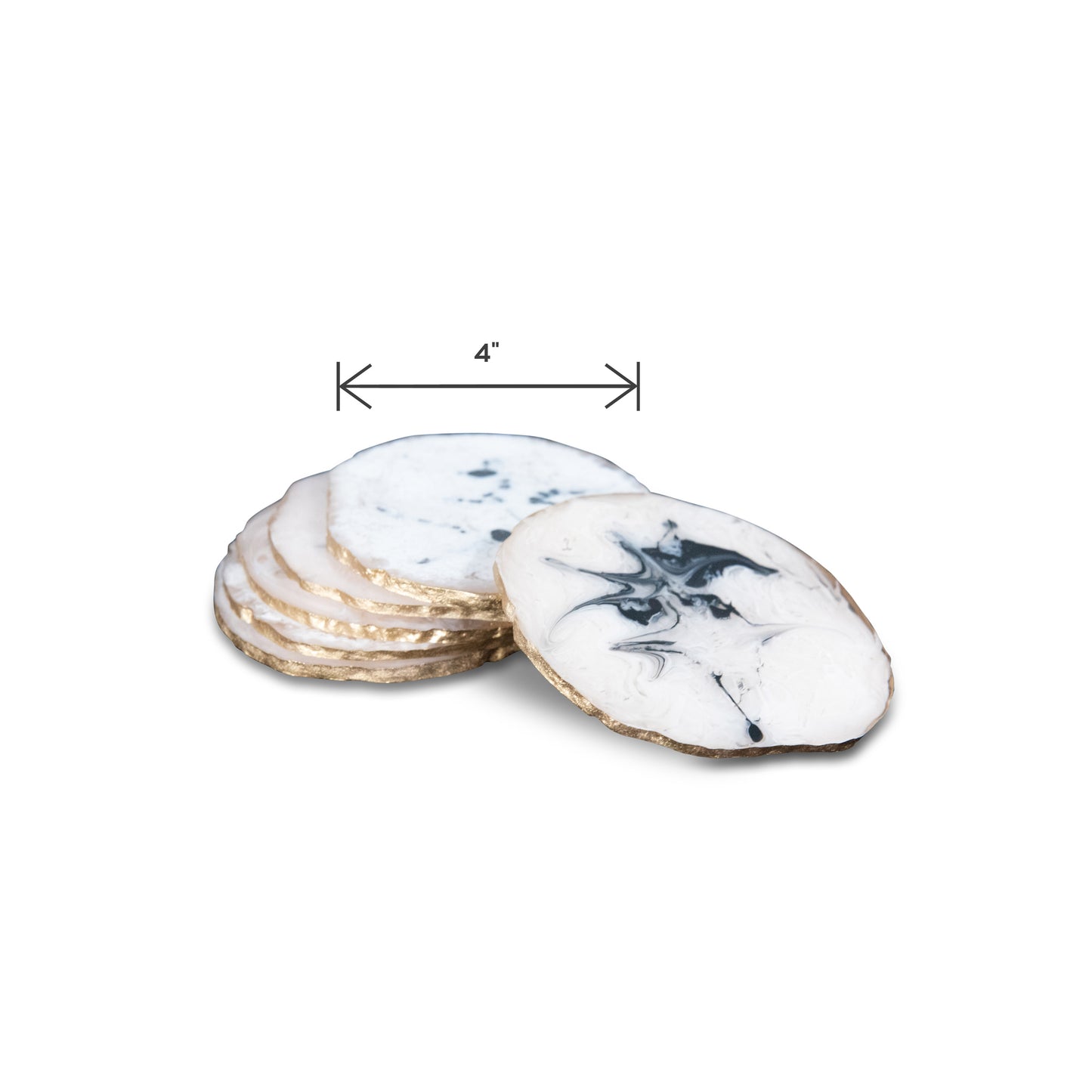 Decorative Resin Ivory Round Coasters Set of 6 | Cup Holder Coasters (DH9001)