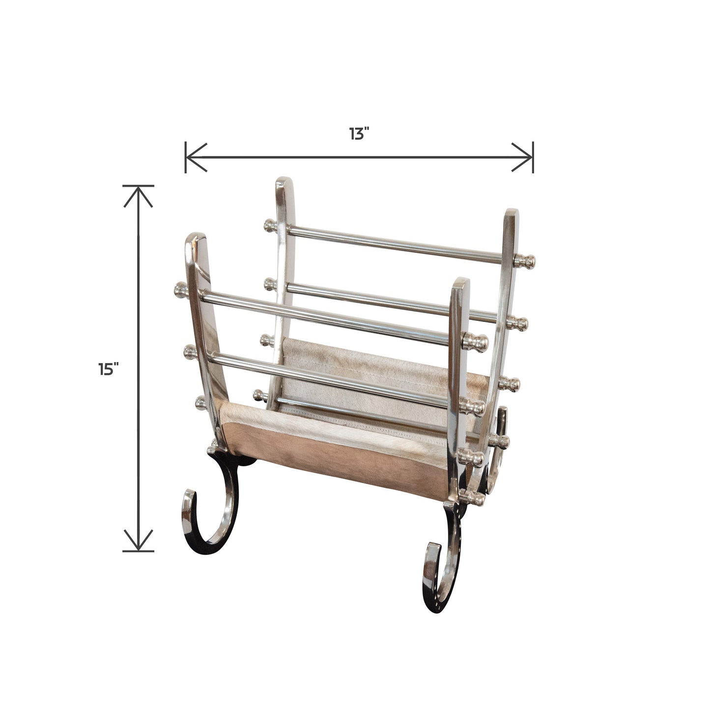 Aluminum and Steel With Hair Leather Magazine Holder | Magazine Rack (DH8026)