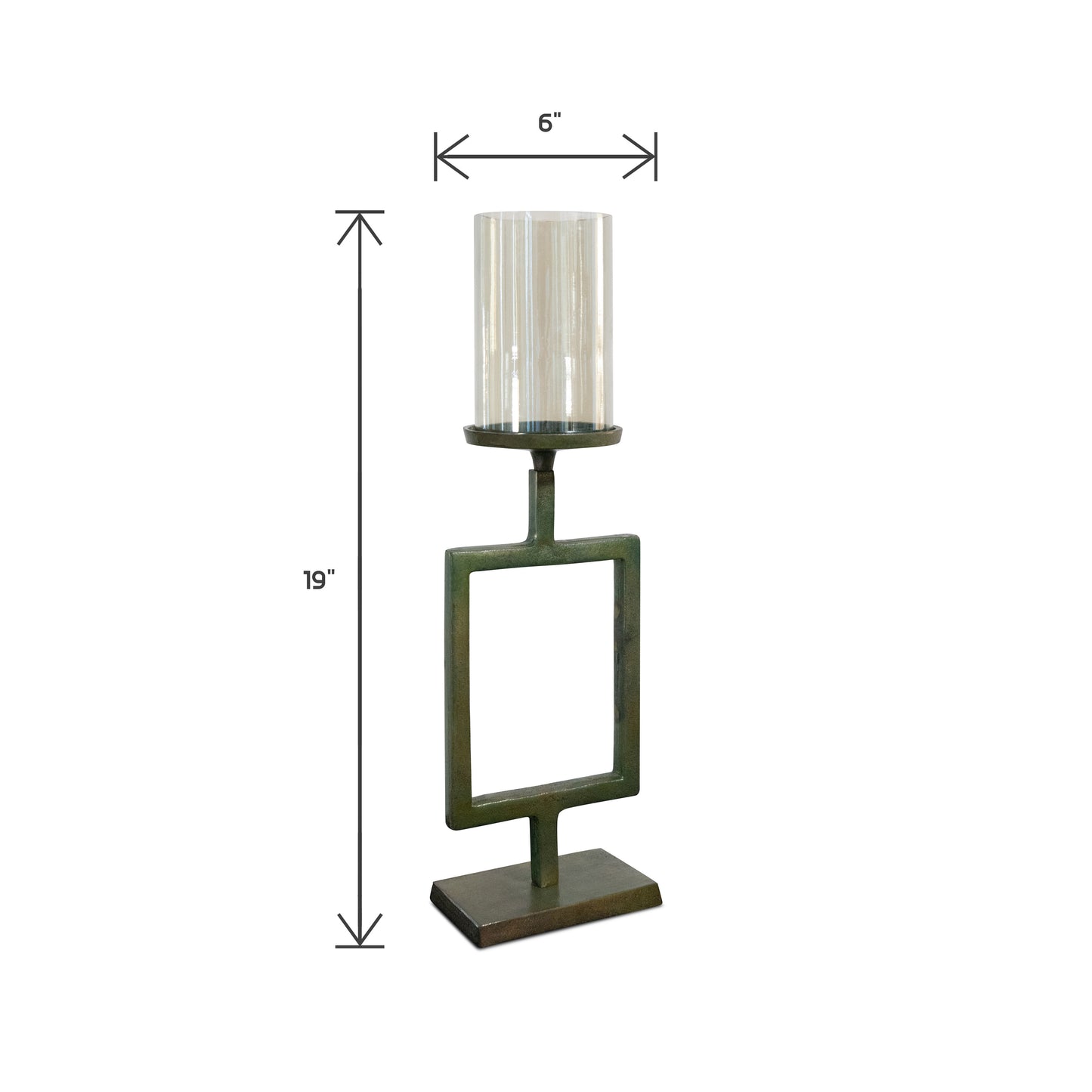 Decorative Raw Aluminum Pillar Candle Holder With Glass | Candle Holders (DH3039)