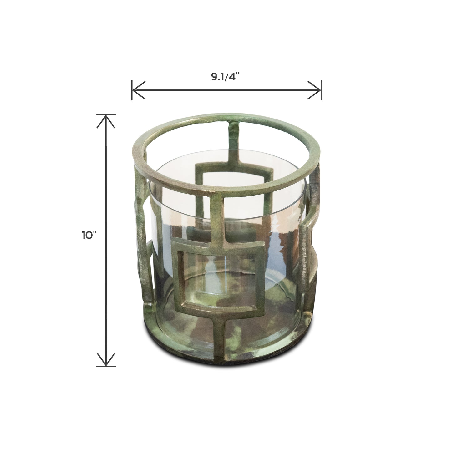 Vintage Raw Aluminum and Glass Hurricane | Candle Holder (DH3040)