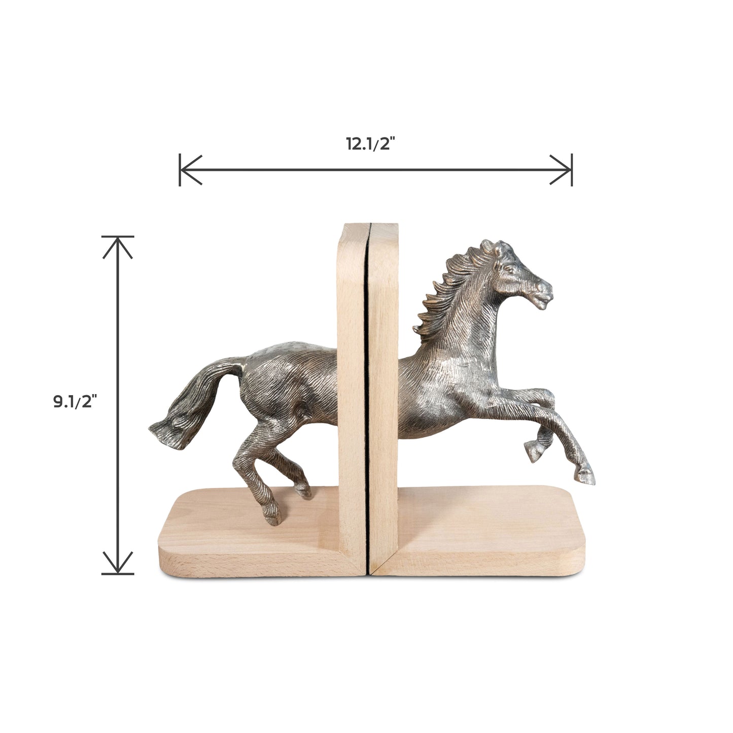 Decorative Aluminum and Wooden Running Horse Bookends (DH4038)