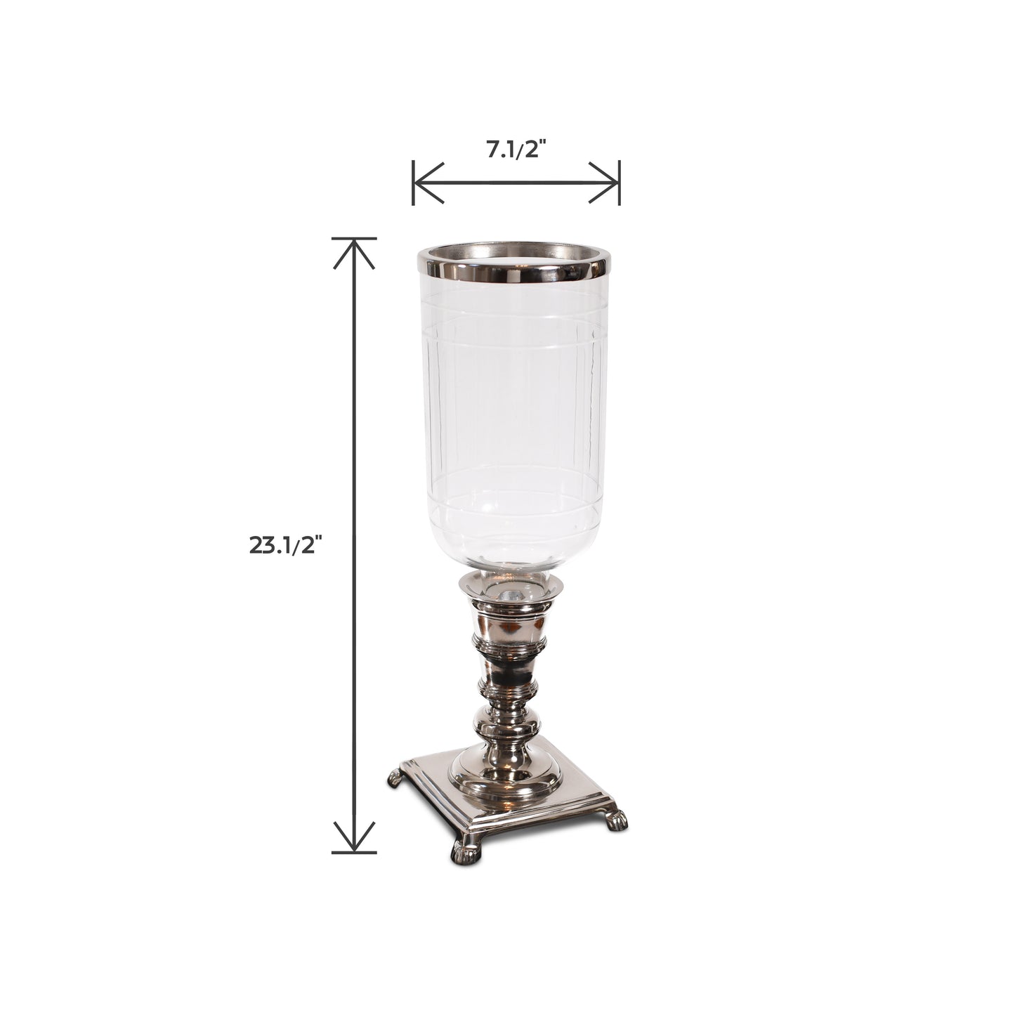Antique Aluminum Pillar Candle Holder | Silver Hurricane Candle Holders (DH3050)