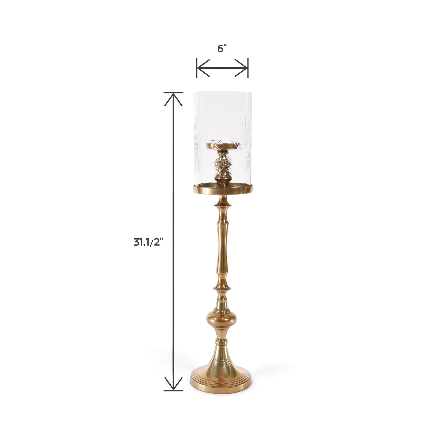 Decorative Aluminum and Glass Pillar Candle Holder | Home Decor (DH3052)