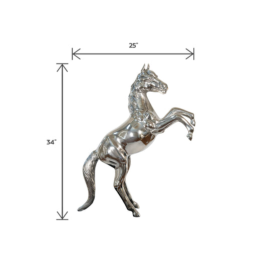 Aluminum Rearing Horse Art Figurine Decorative Sculpture | Home Decor Accent (DH4031)