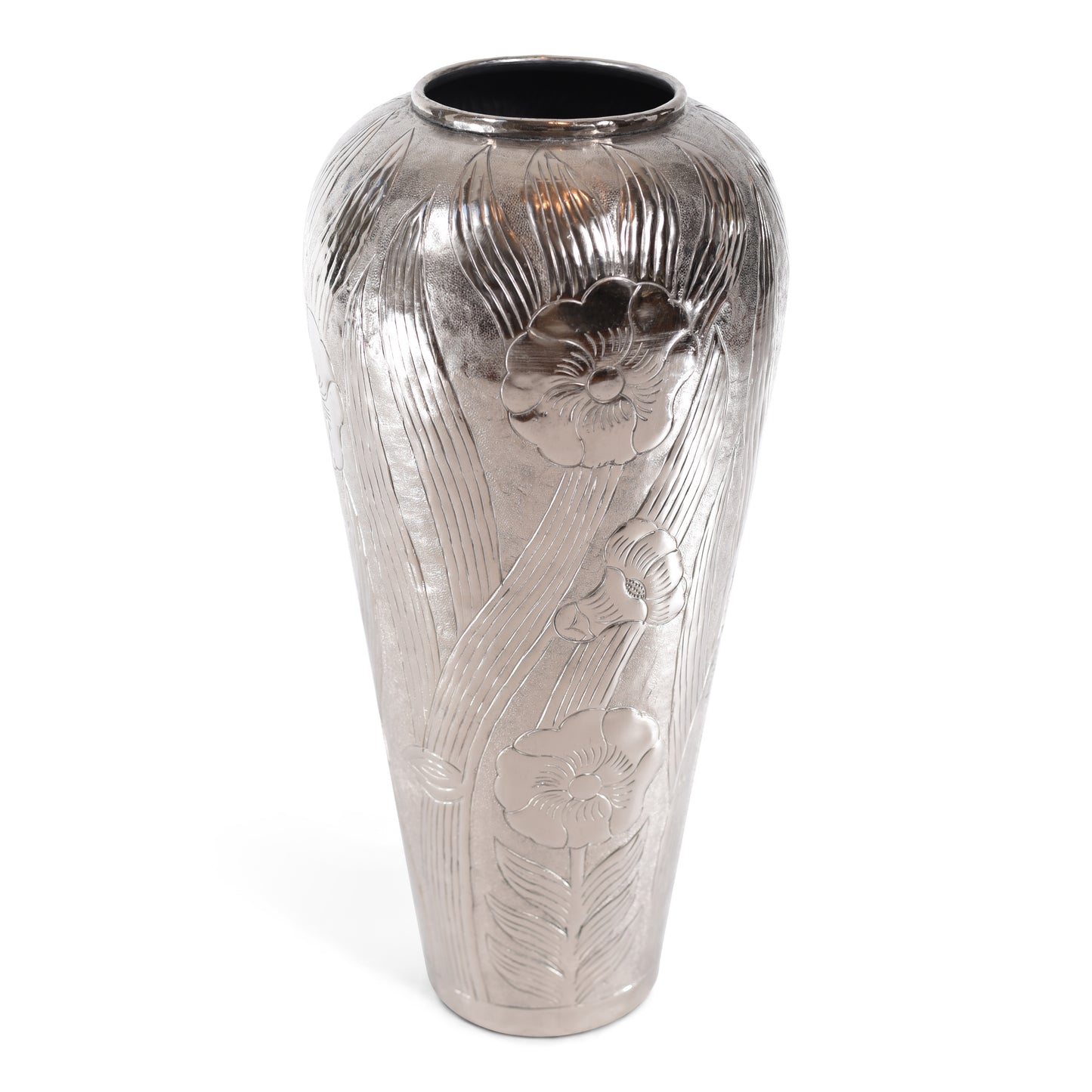 Modern Aluminum Flower Vase Embossed Leaf Flower Design (DH3036)