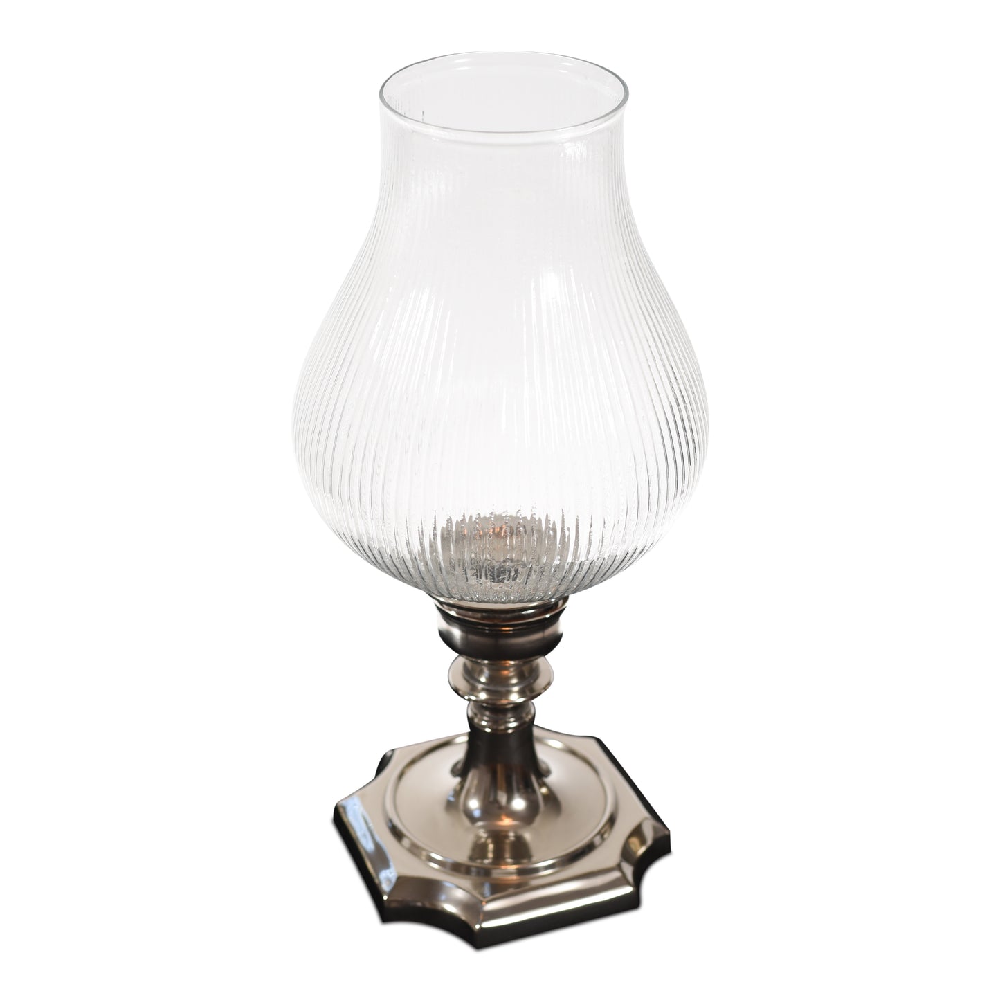 Vintage Aluminum And Glass Hurricane Candle Holder | Candle Holders (DH3048)