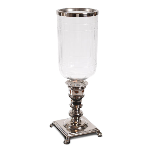 Antique Aluminum Pillar Candle Holder | Silver Hurricane Candle Holders (DH3050)