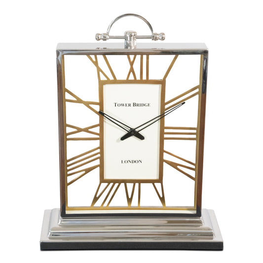 Decorative Square Rustic Aluminum and Steel Clock | Vintage desk Clock (DH10001)