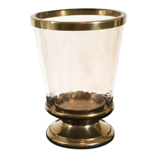 Aluminum Ring Hurricane Candle Holder Gold with Pillar Glass (DH3045)