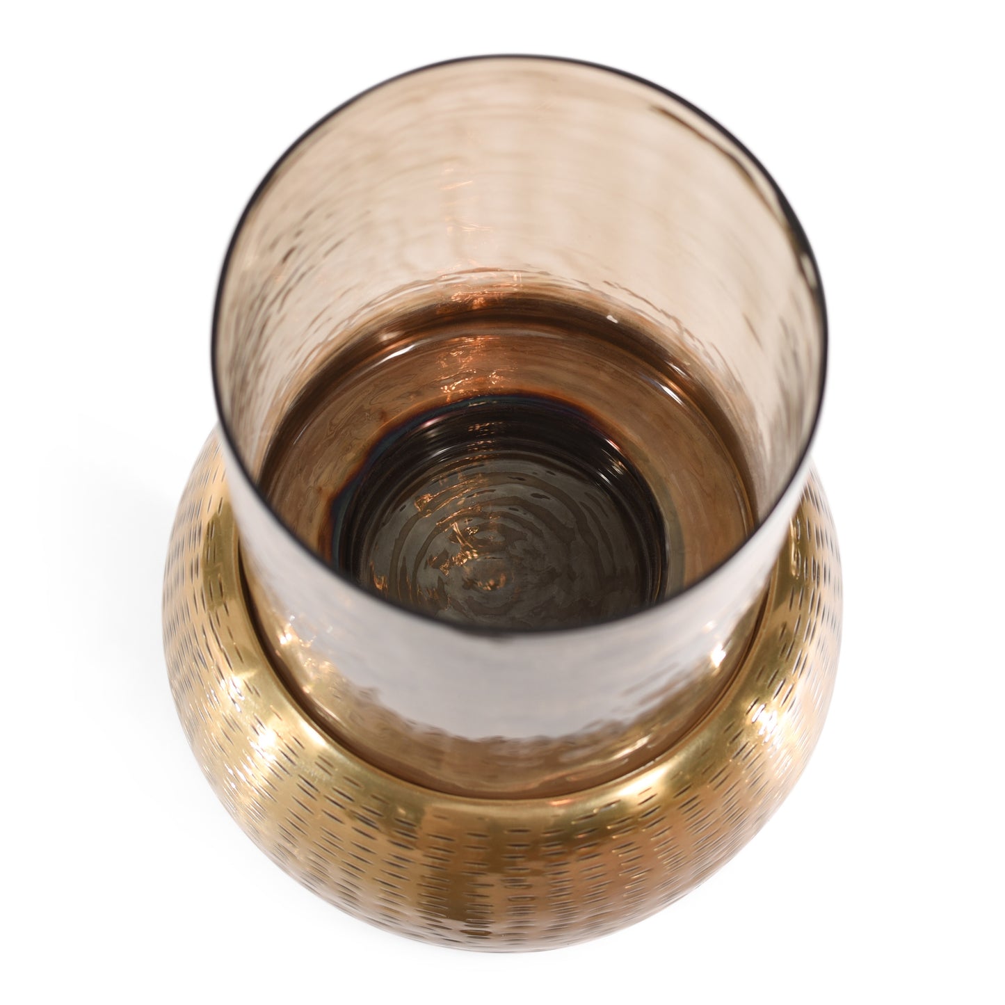 Decorative Centerpiece Gold Aluminum Tapper and Glass Flower Vase (DH3041)