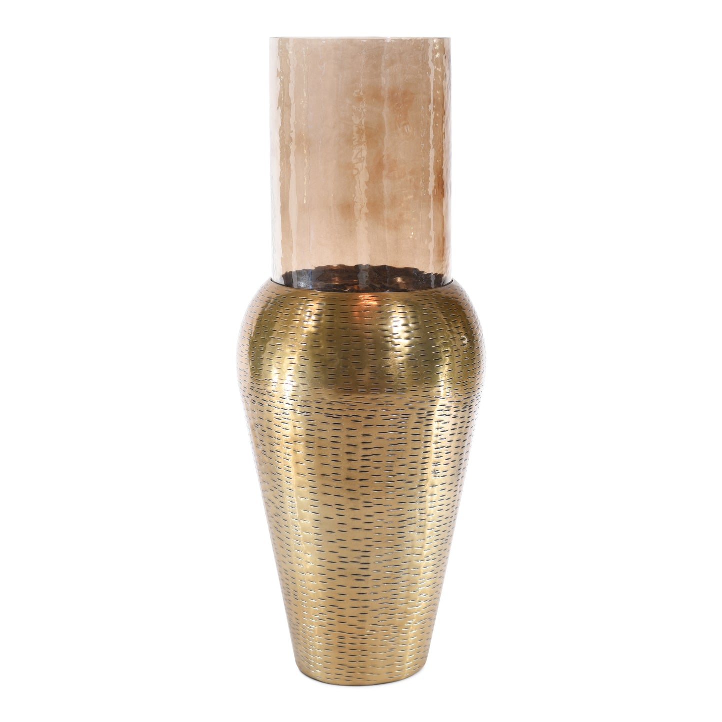 Modern Gold Aluminum Tapper and Glass Flower Vases for Home Decoration (DH3043)