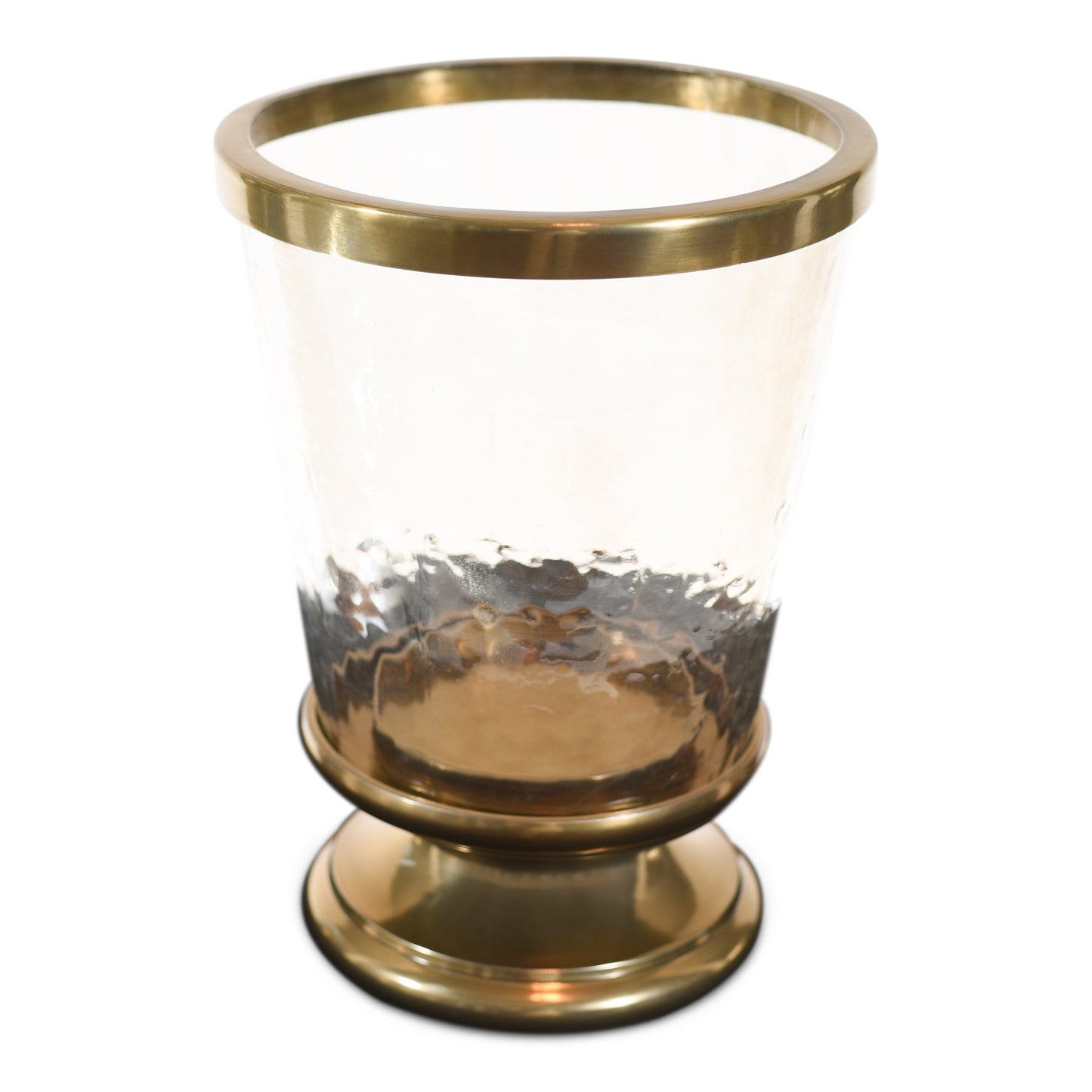 Aluminum Ring Hurricane Candle Holder Gold with Pillar Glass (DH3045)