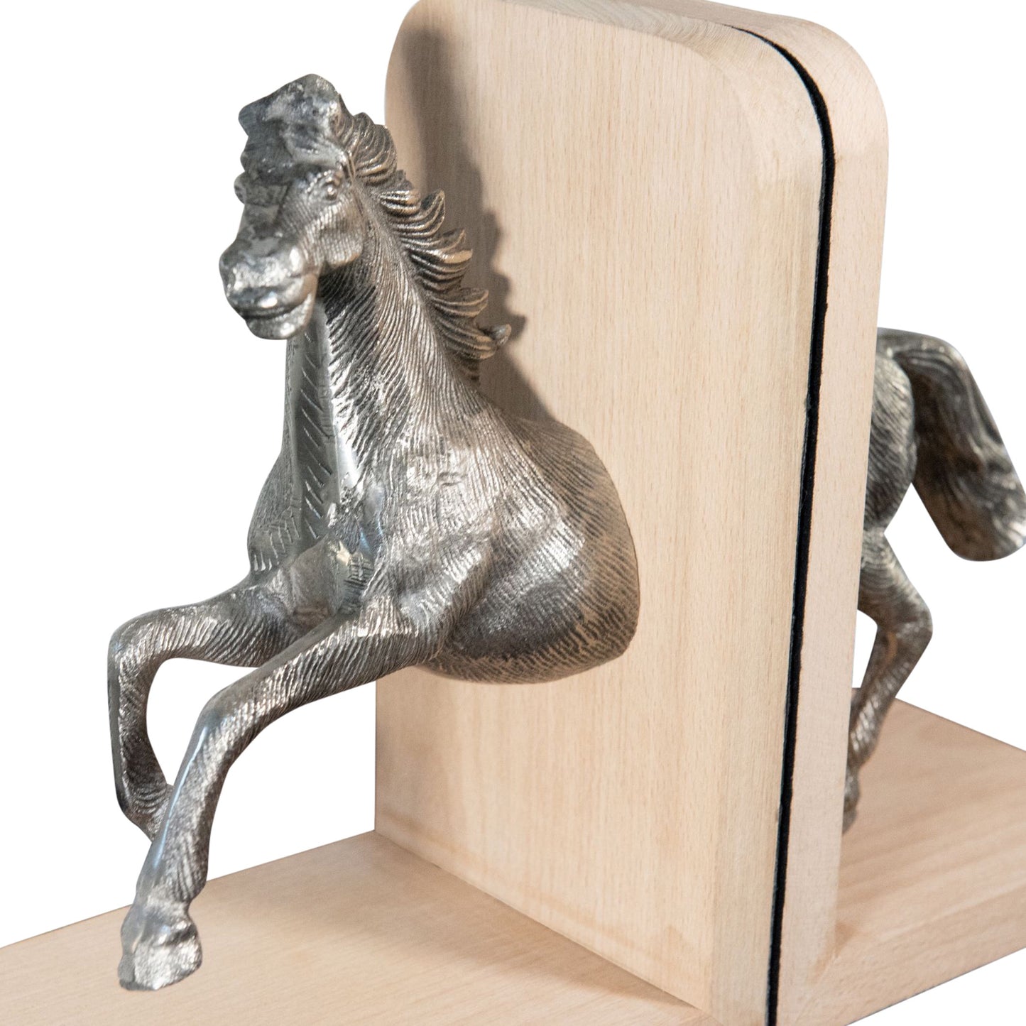 Decorative Aluminum and Wooden Running Horse Bookends (DH4038)