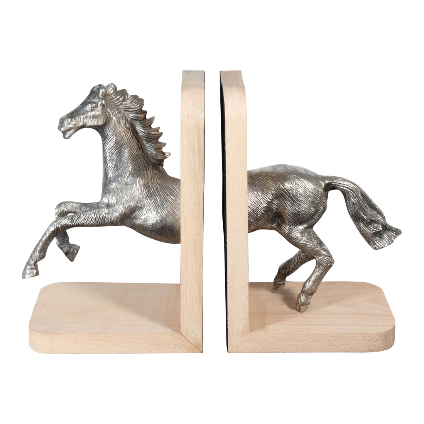 Decorative Aluminum and Wooden Running Horse Bookends (DH4038)