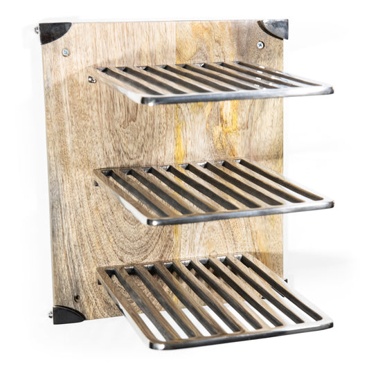 Vintage Aluminum and Wooden Magazine Holder | File Holder (DH8015)