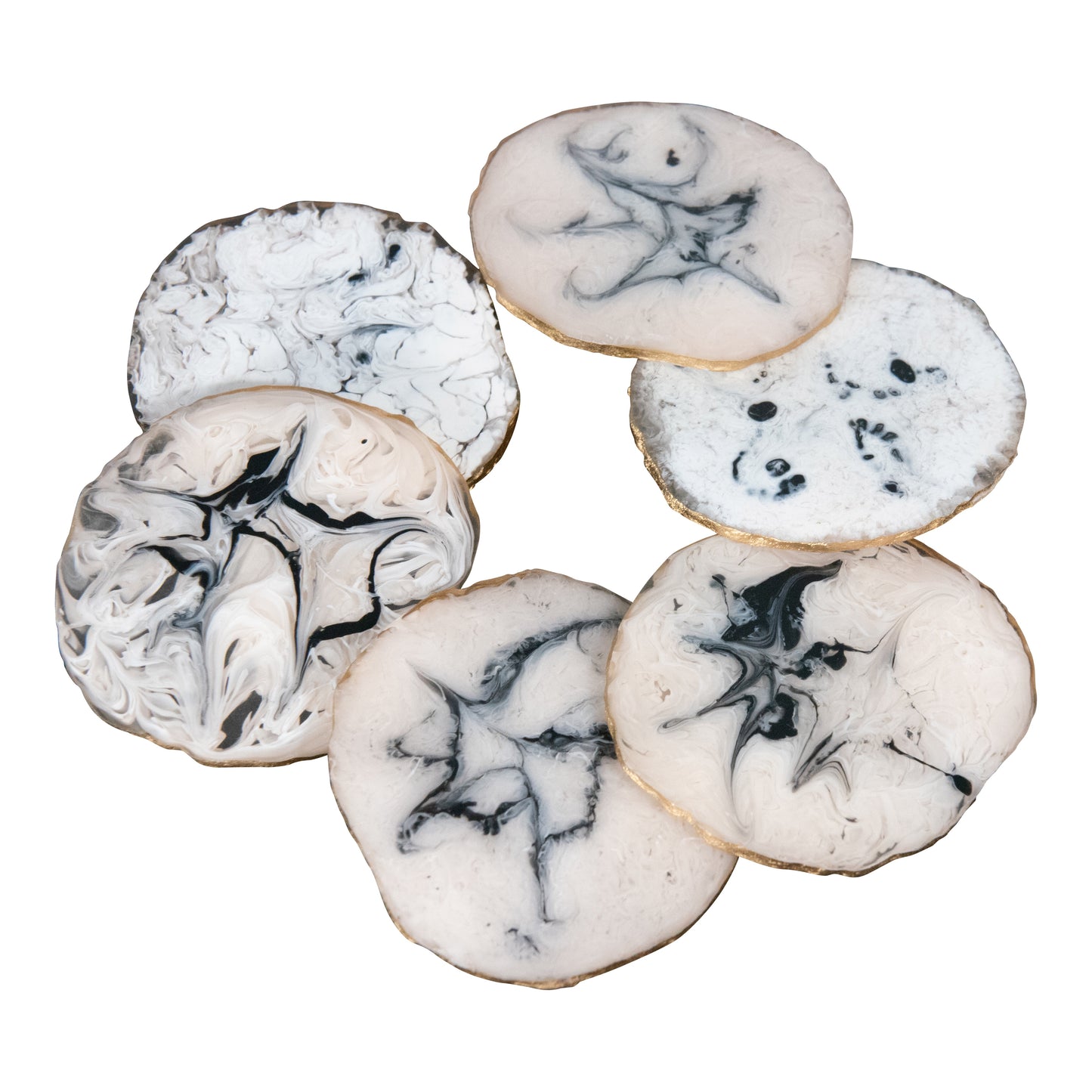  Resin Ivory Round Coasters Set